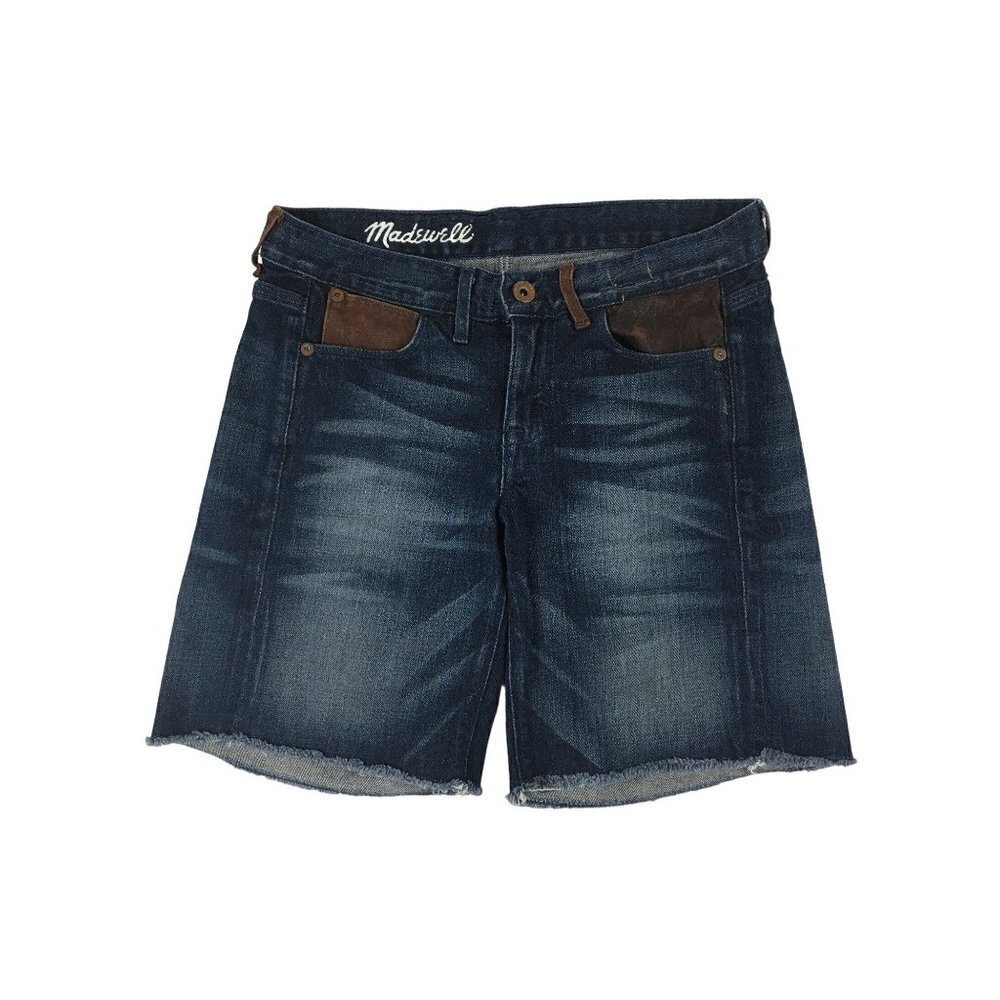 Madewell Darkwash Shorts With Faux Leather Front Pockets  Size 24